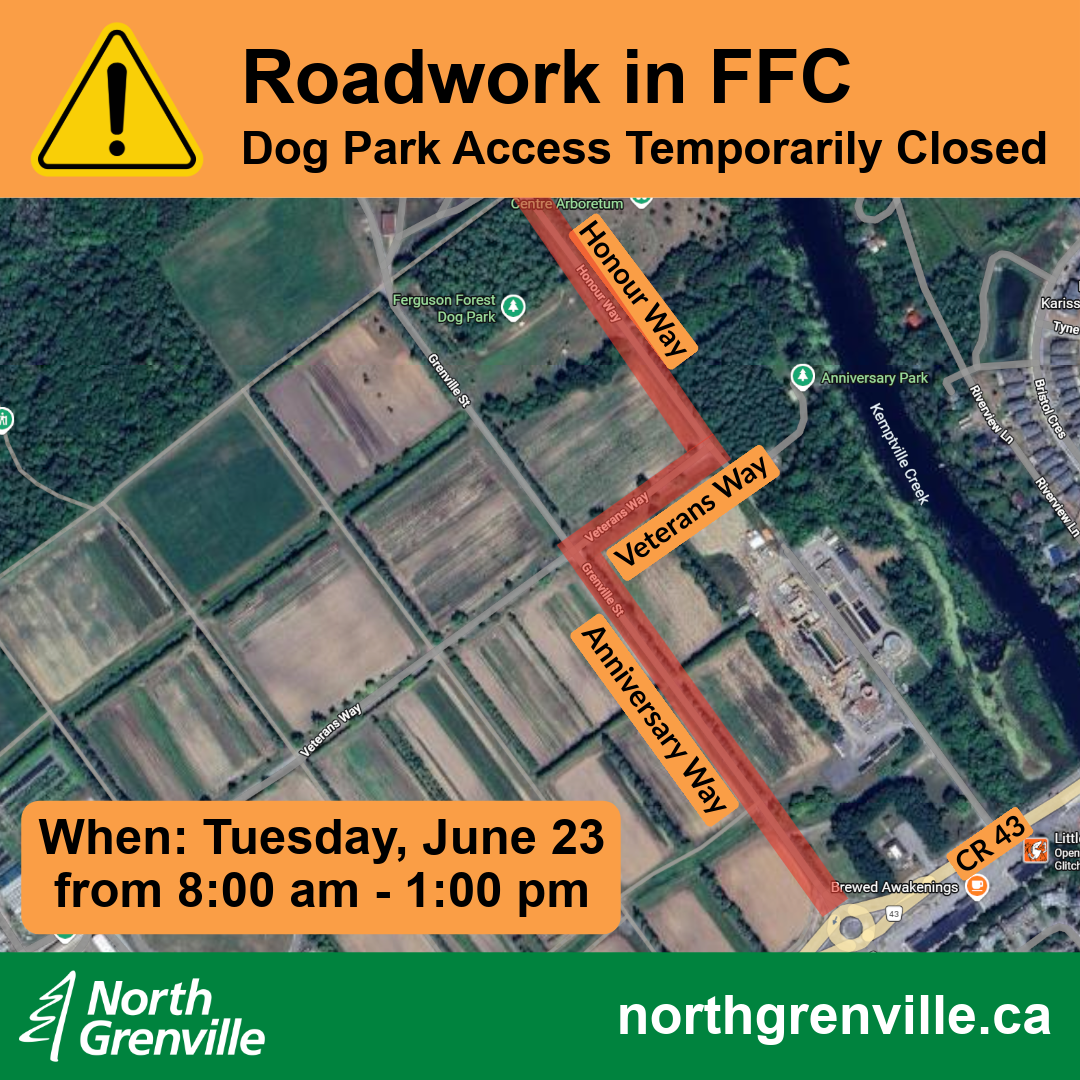 Road Maintenance Affecting Access to FFC/Dog Park – June 23
