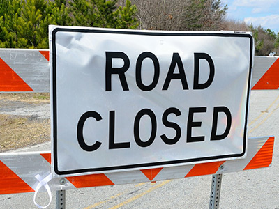 A road closed sign