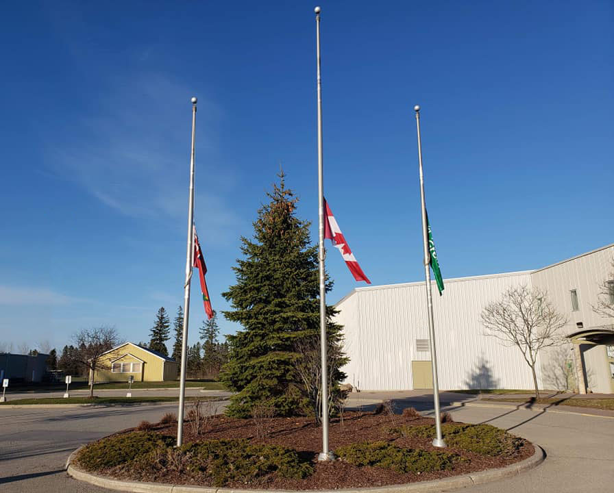 flags at half mast at Municipal Centre