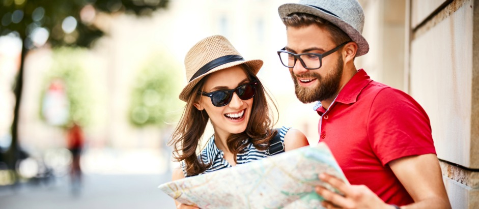 tourists with a map